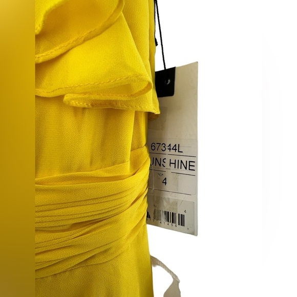 NWT Mac Duggal Spaghetti Strap Sunshine Yellow Ruffle Dress 4 - Picture 6 of 10